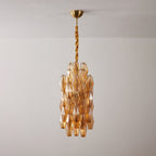 Aurora Chandelier Amber Prism Long Cascading Glass Vintage