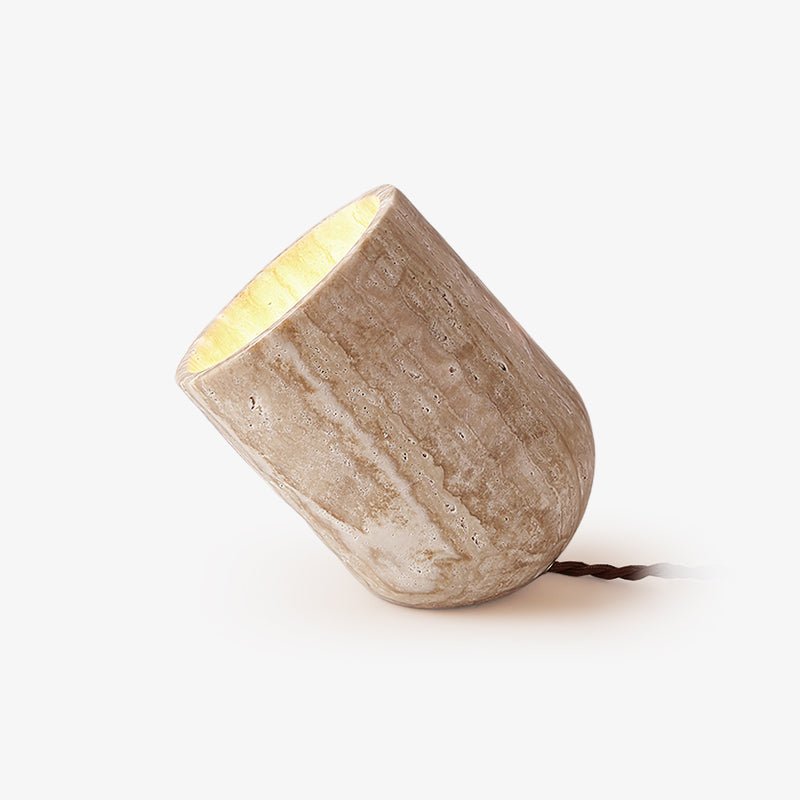 Mysilarae Tapered Block Travertine Table Lamp