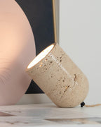 Mysilarae Tapered Block Travertine Table Lamp