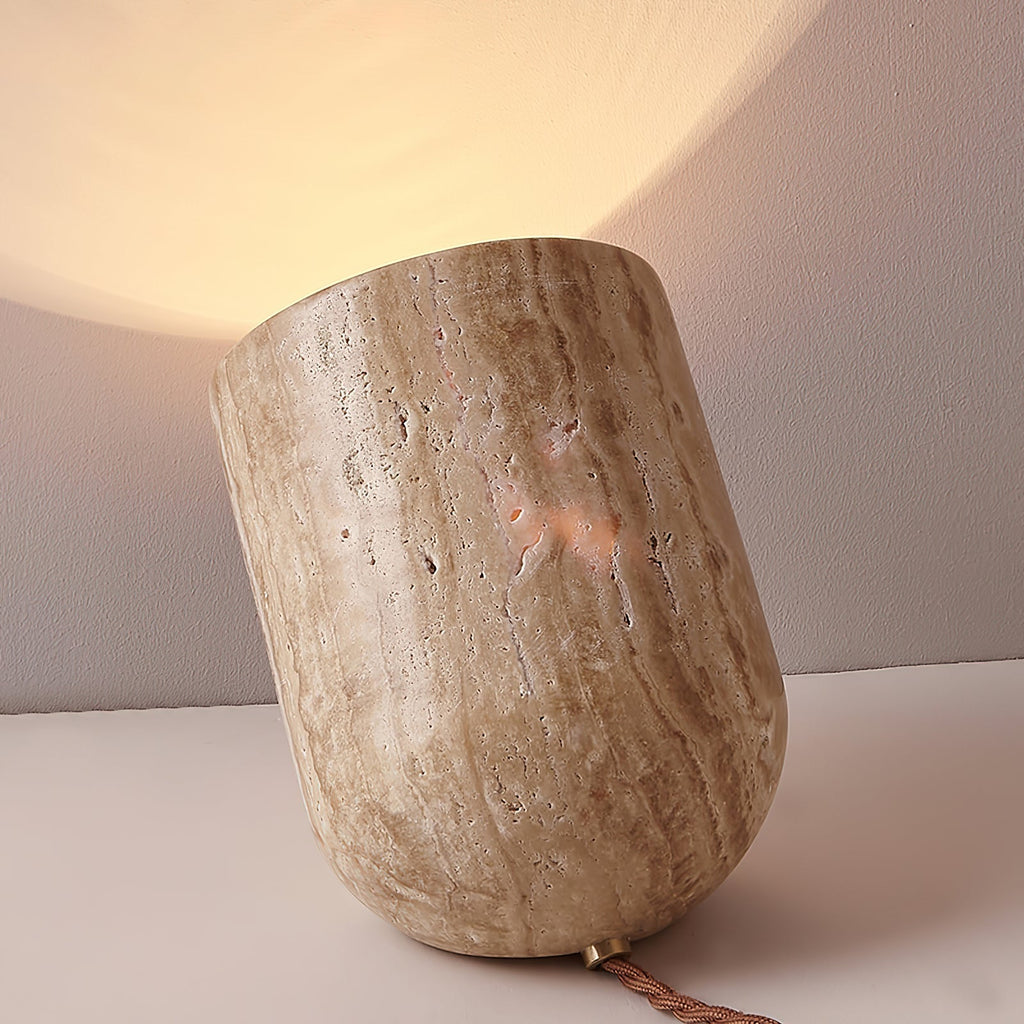 Mysilarae Tapered Block Travertine Table Lamp