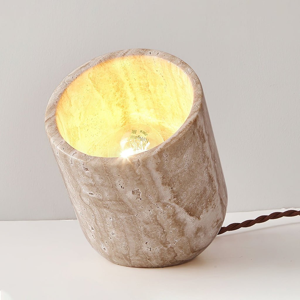 Mysilarae Tapered Block Travertine Table Lamp