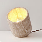Mysilarae Tapered Block Travertine Table Lamp