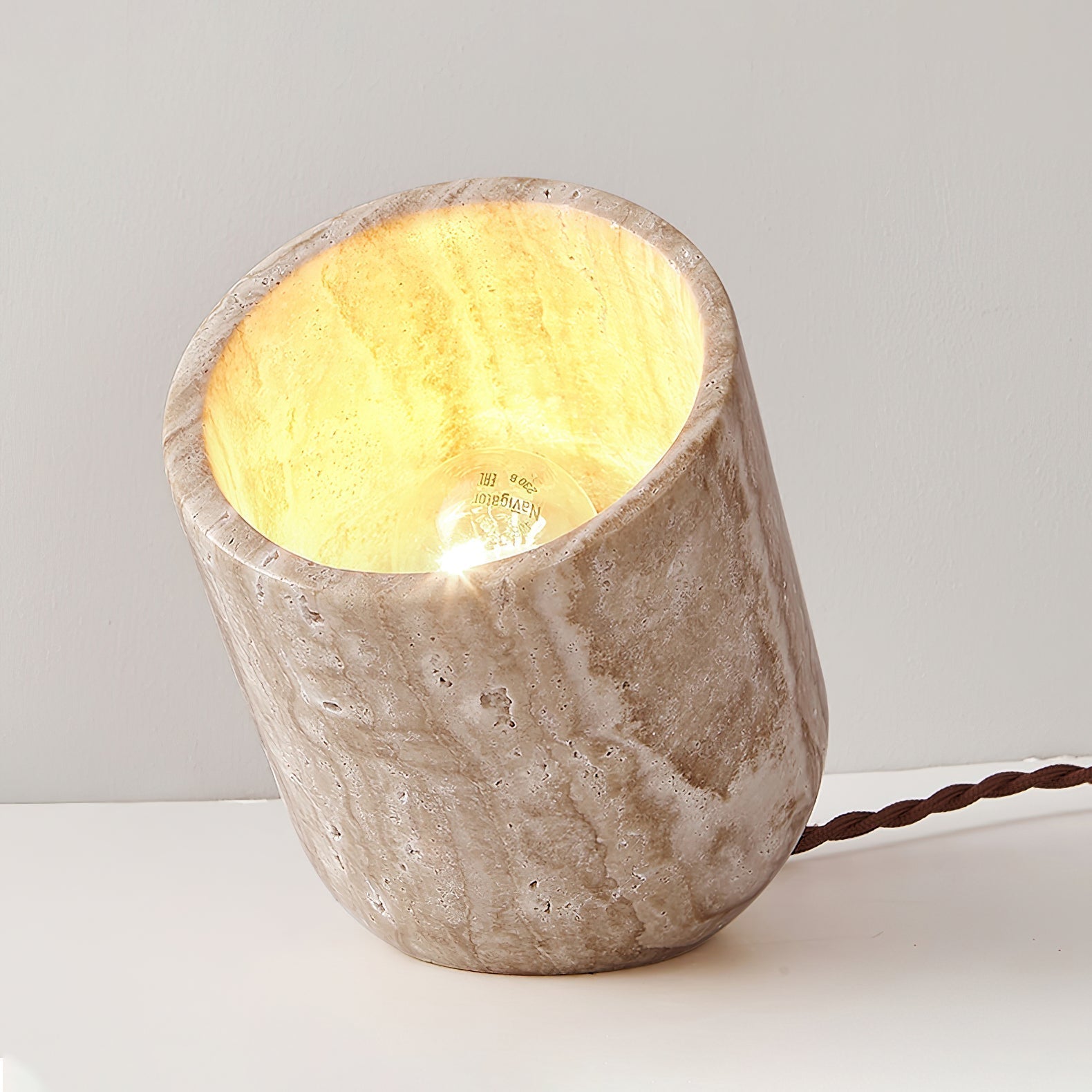 Mysilarae Tapered Block Travertine Table Lamp