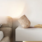 Mysilarae Tapered Block Travertine Table Lamp