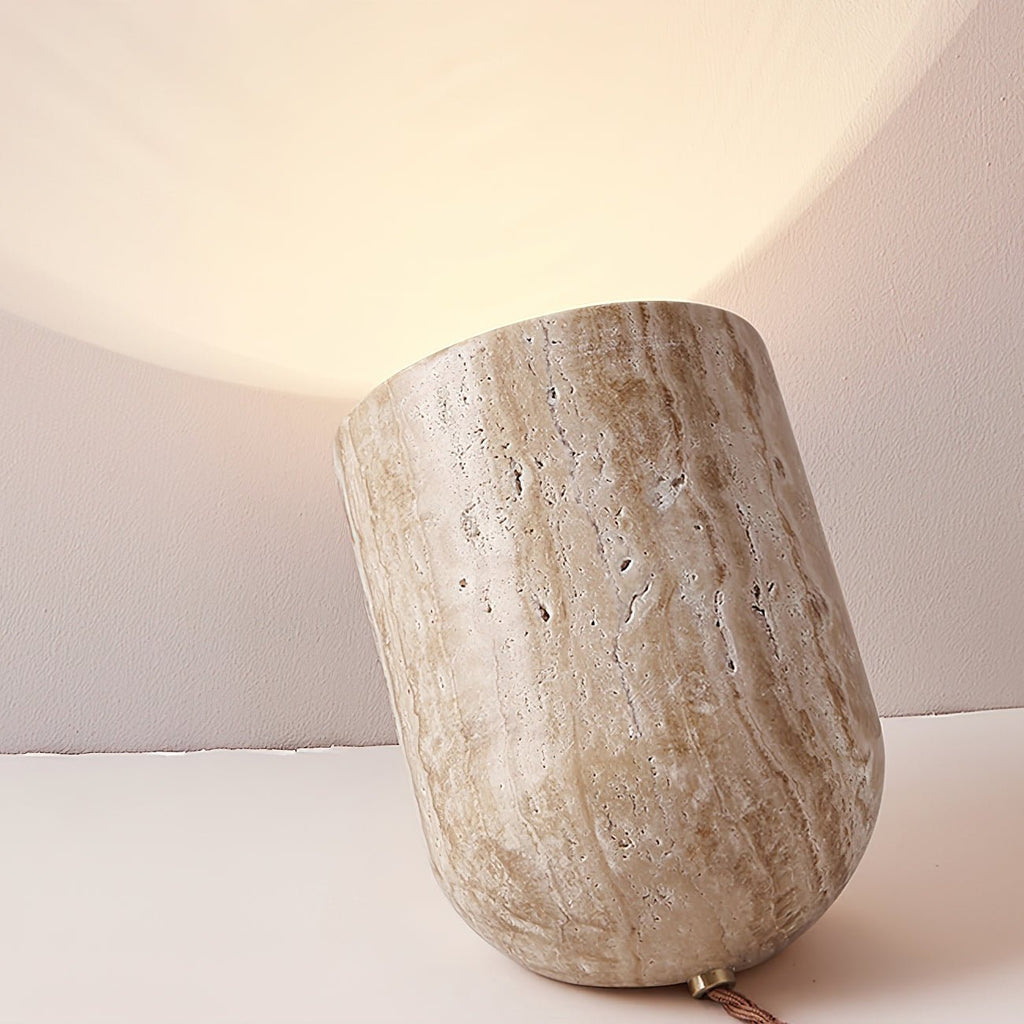 Mysilarae Tapered Block Travertine Table Lamp