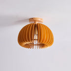 Ceiling Light Pumpkin with Basswood Canopy and Shade Natural