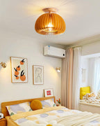Ceiling Light Pumpkin with Basswood Canopy and Shade Natural