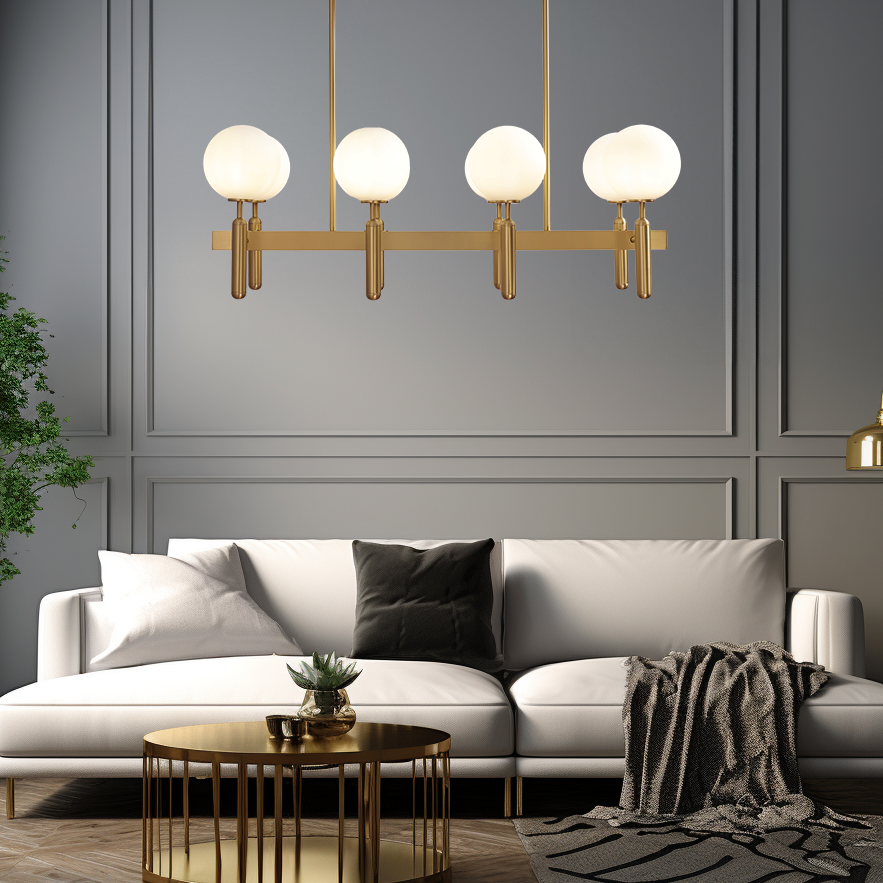 Kristy Design Ball Glass/Metal Pendant Light Gold White