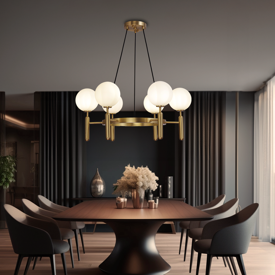 Kristy Design Ball Glass/Metal Pendant Light Gold White