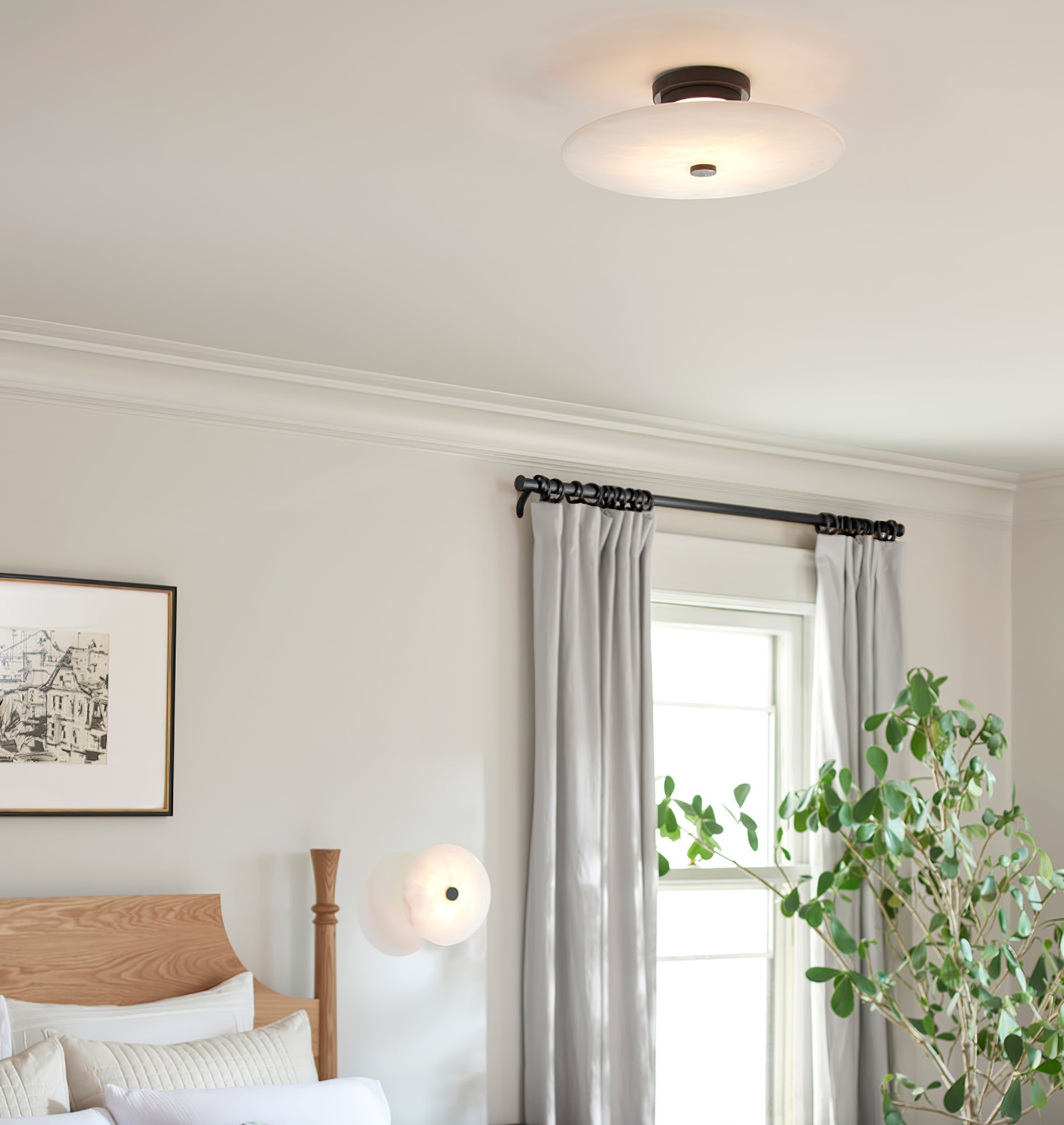 Jarnbruvyn Modern Brass Alabaster Ceiling Light