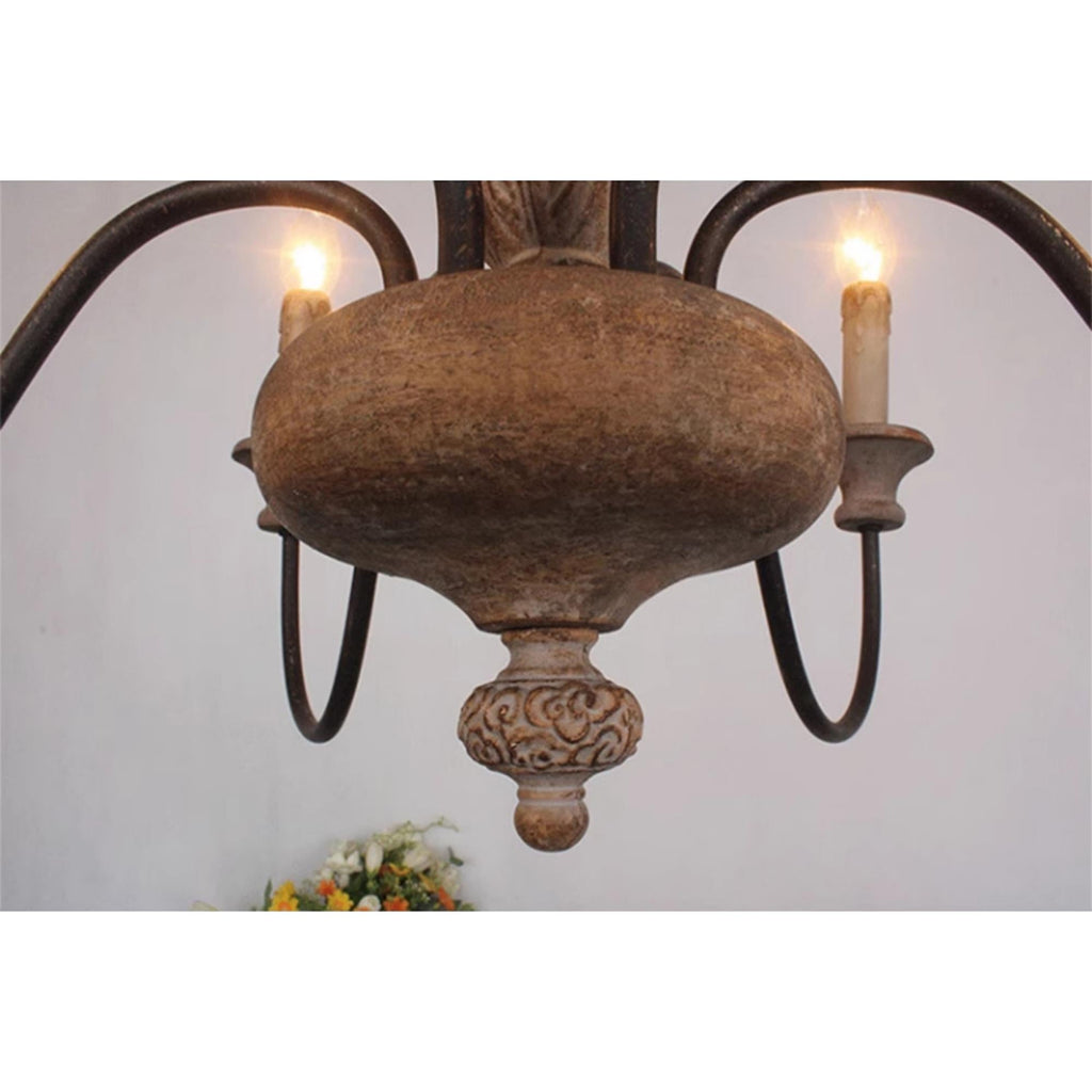 Ljomuvyi Traditional Farmhouse Metal Wood Chandelier