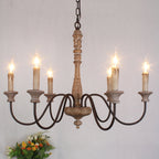 Ljomuvyi Traditional Farmhouse Metal Wood Chandelier