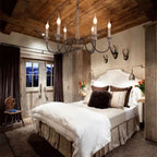 Ljomuvyi Traditional Farmhouse Metal Wood Chandelier