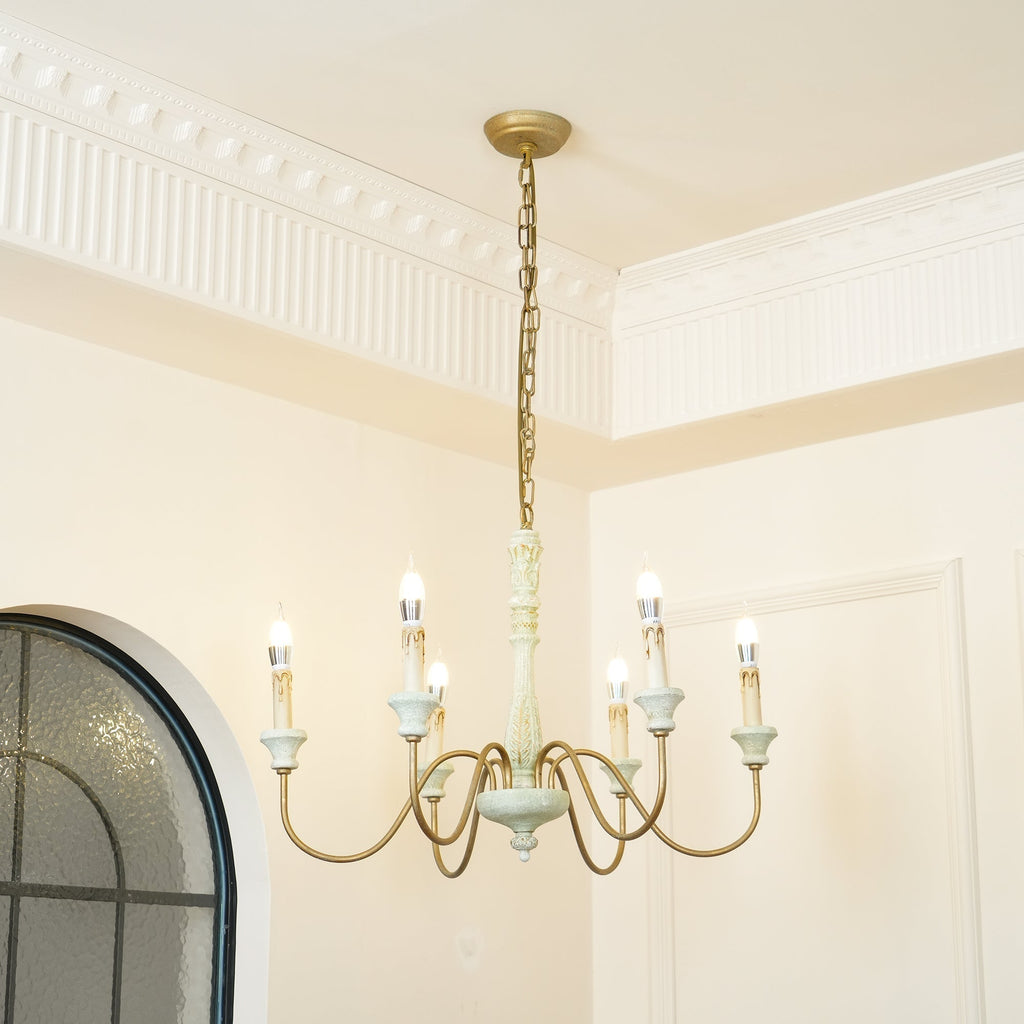 Ljomuvyi Traditional Farmhouse Metal Wood Chandelier