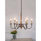 Ljomuvyi Traditional Farmhouse Metal Wood Chandelier