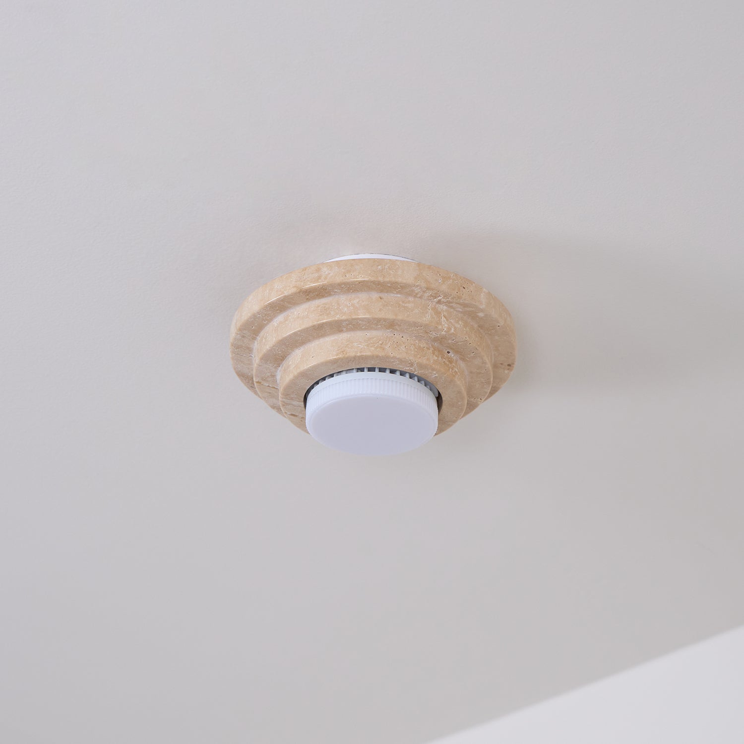 Zadoraris Ceiling Light to Discs Stacked in Travertine - Kingsley Beaumont