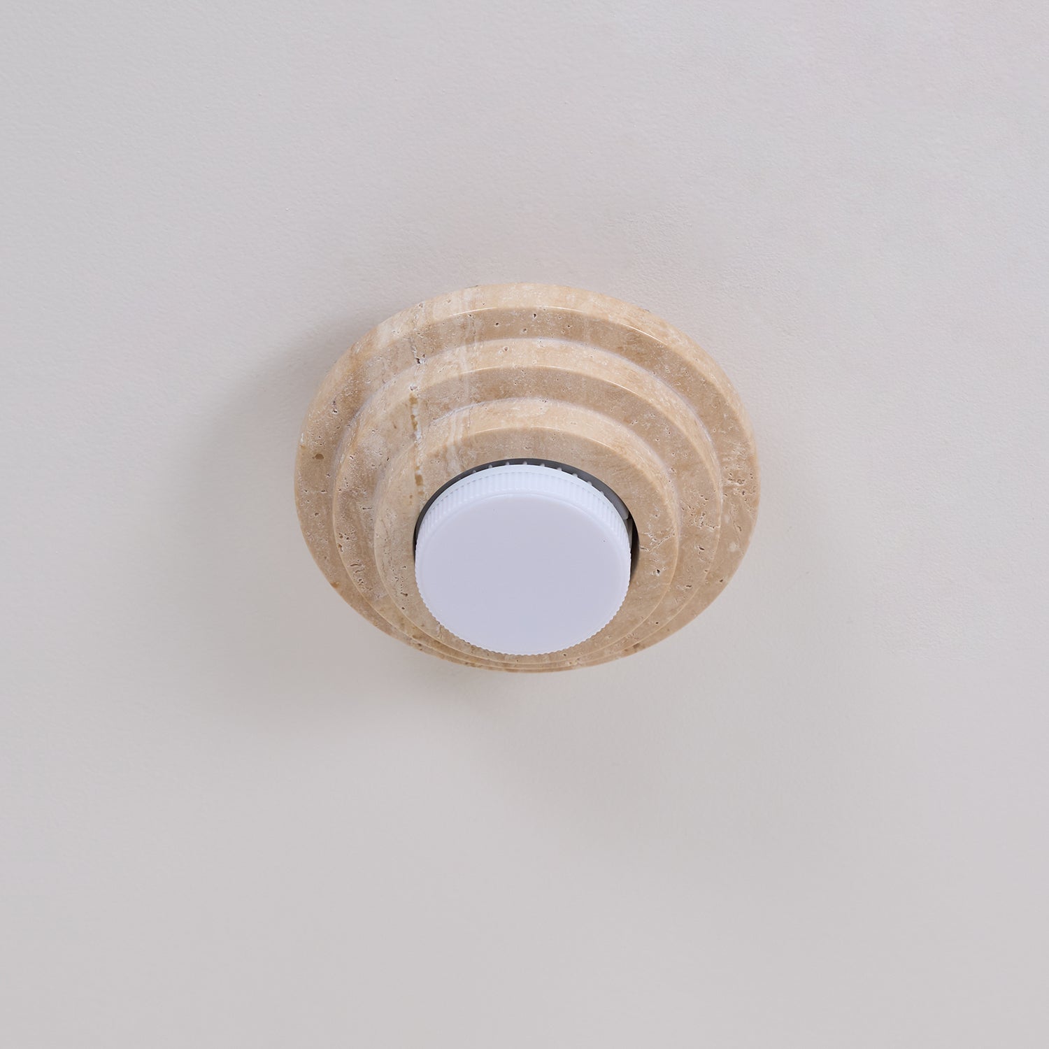 Zadoraris Ceiling Light to Discs Stacked in Travertine - Kingsley Beaumont