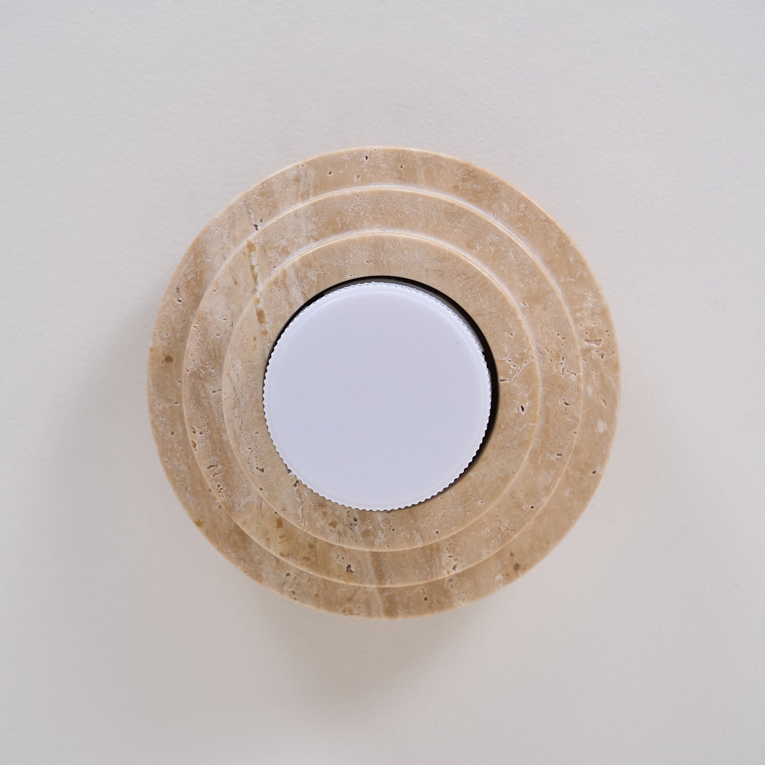 Zadoraris Ceiling Light to Discs Stacked in Travertine - Kingsley Beaumont