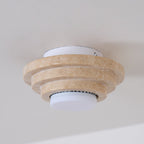Zadoraris Ceiling Light to Discs Stacked in Travertine - Kingsley Beaumont
