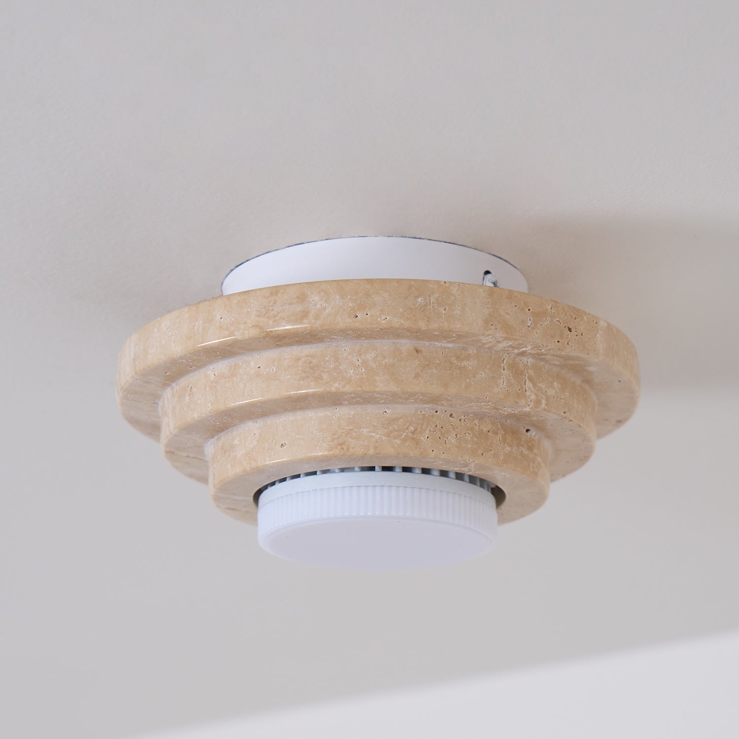 Zadoraris Ceiling Light to Discs Stacked in Travertine - Kingsley Beaumont
