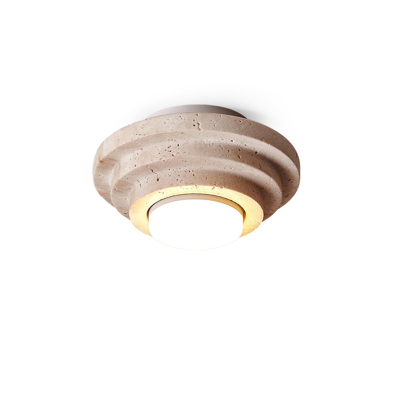 Zadoraris Ceiling Light to Discs Stacked in Travertine - Kingsley Beaumont