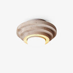 Zadoraris Ceiling Light to Discs Stacked in Travertine - Kingsley Beaumont