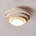 Zadoraris Ceiling Light to Discs Stacked in Travertine - Kingsley Beaumont