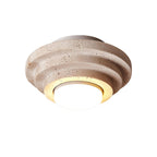 Zadoraris Ceiling Light to Discs Stacked in Travertine - Kingsley Beaumont