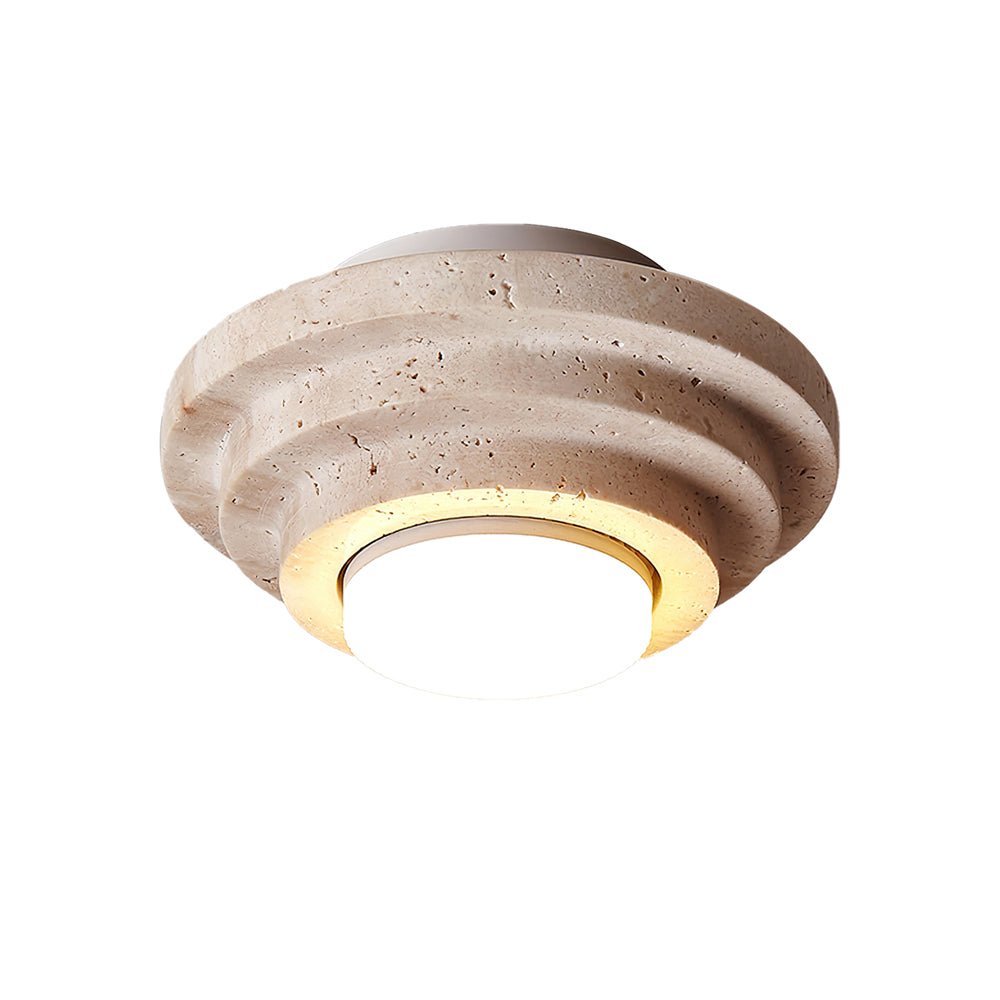 Zadoraris Ceiling Light to Discs Stacked in Travertine - Kingsley Beaumont