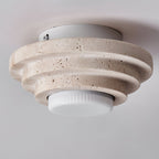 Zadoraris Ceiling Light to Discs Stacked in Travertine - Kingsley Beaumont