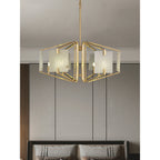 Plotuvys Postmodern Luxury Brass Alabaster Chandelier