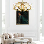 Plotuvys Postmodern Luxury Brass Alabaster Chandelier