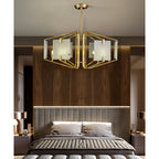 Plotuvys Postmodern Luxury Brass Alabaster Chandelier