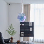 Aurora Chandelier Aqua Blue Murano Glass Disc Coastal