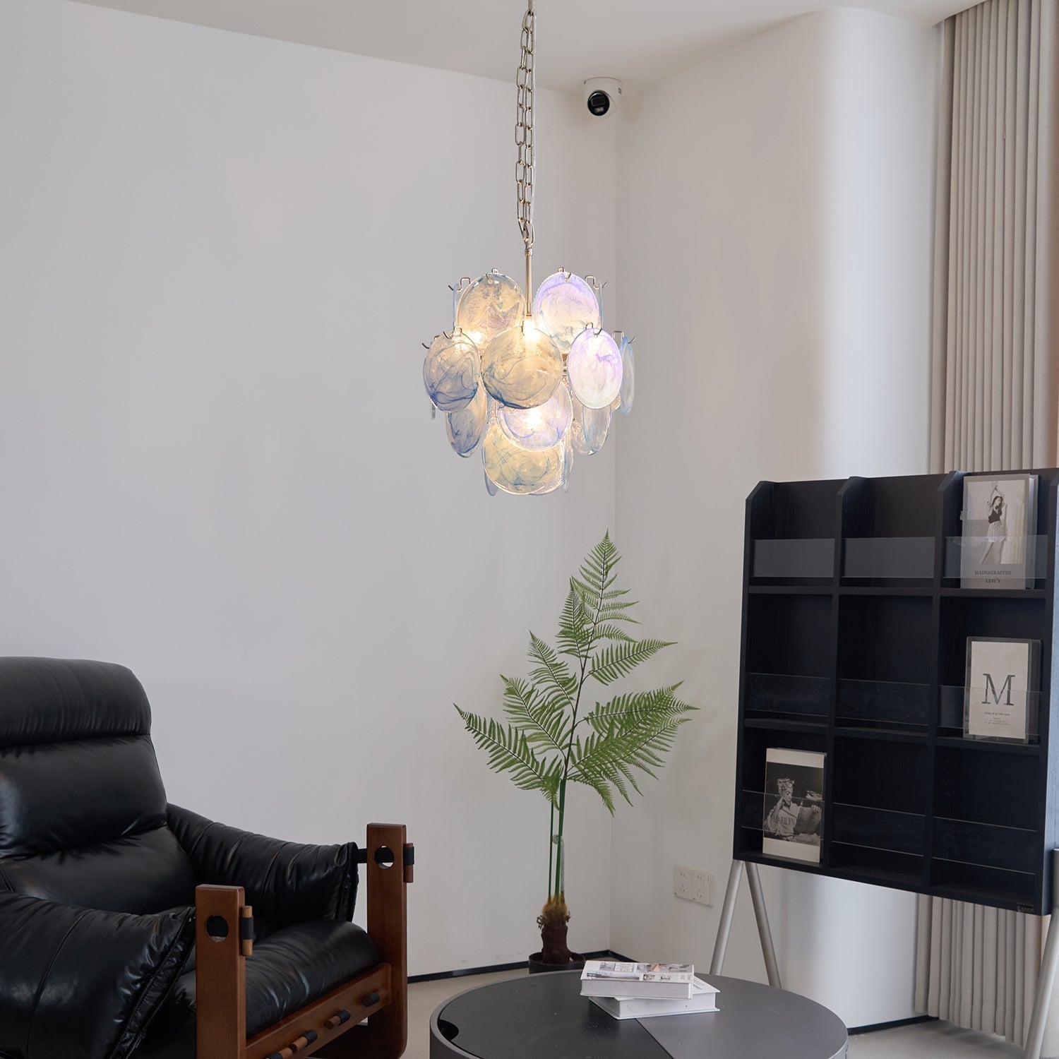 Aurora Chandelier Aqua Blue Murano Glass Disc Coastal