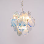 Aurora Chandelier Aqua Blue Murano Glass Disc Coastal