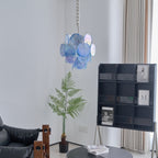 Aurora Chandelier Aqua Blue Murano Glass Disc Coastal