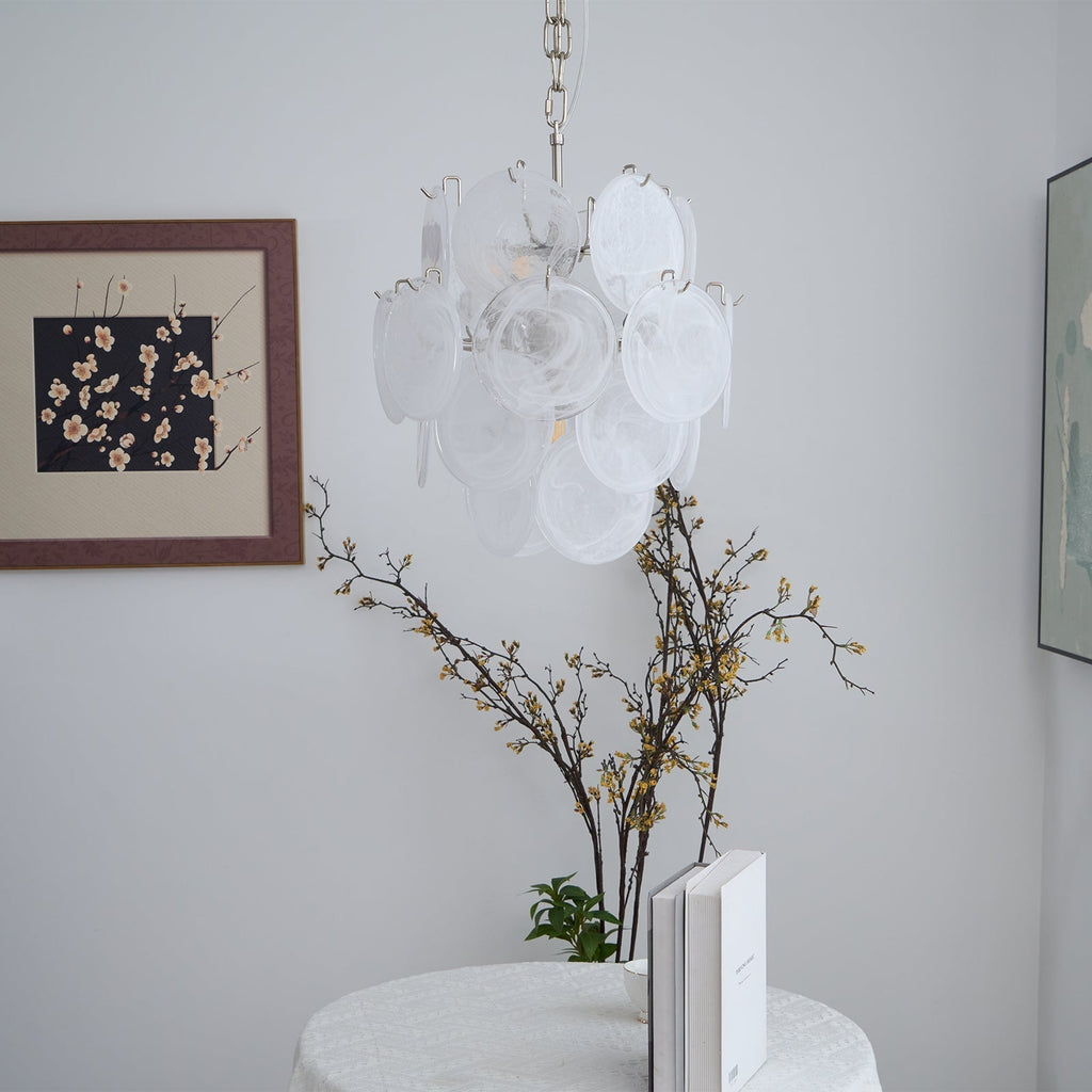 Aurora Chandelier Apricot Murano Glass Disc Layered Artistic