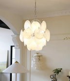 Aurora Chandelier Apricot Murano Glass Disc Layered Artistic