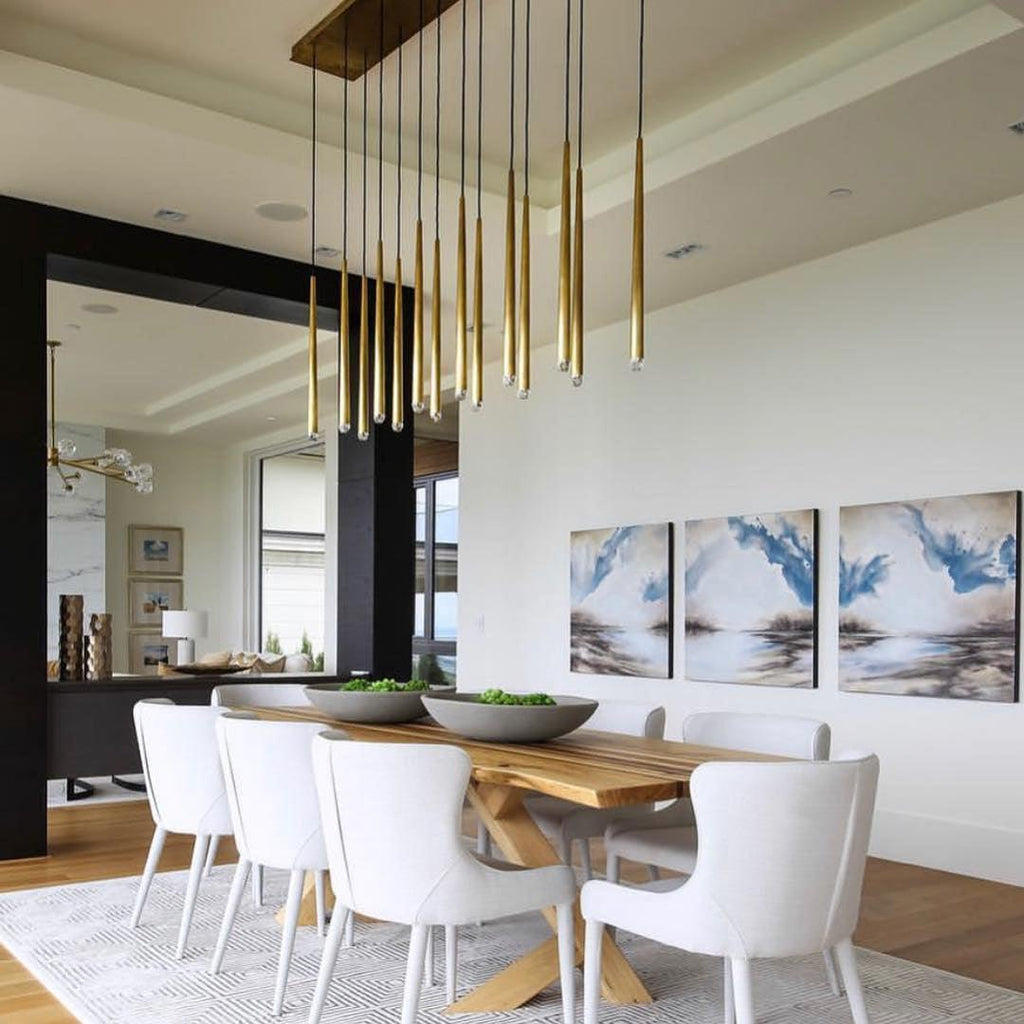 Chandelier with Polished Brass and Crystal Shades Minimalist