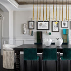 Chandelier with Polished Brass and Crystal Shades Minimalist