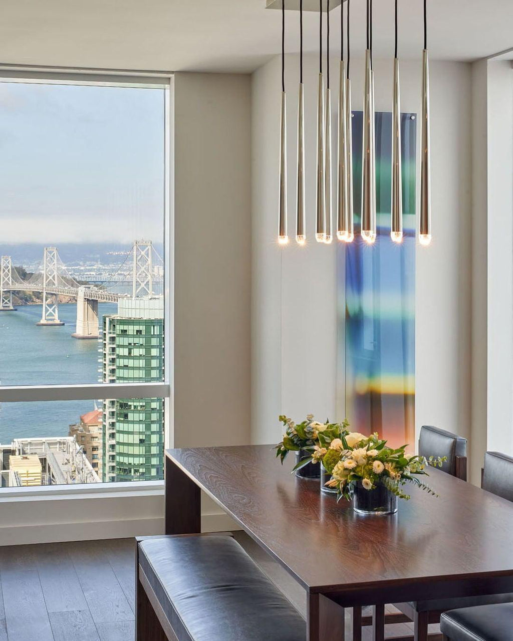 Chandelier with Polished Brass and Crystal Shades Minimalist