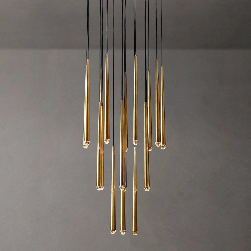 Chandelier Crystal Shade Brass Blackened Silver Luxe  Staircase