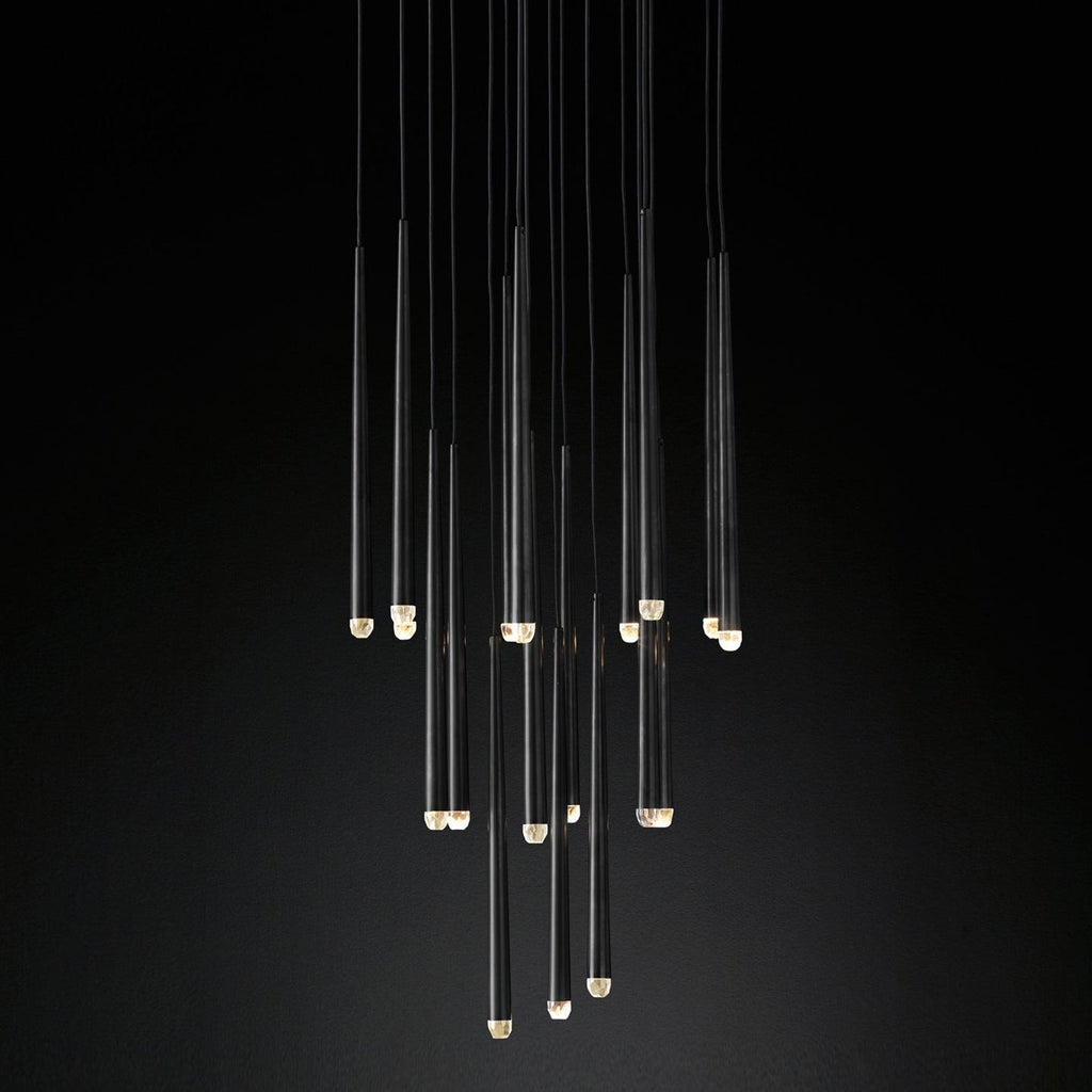 Chandelier Crystal Shade Brass Blackened Silver Luxe  Staircase