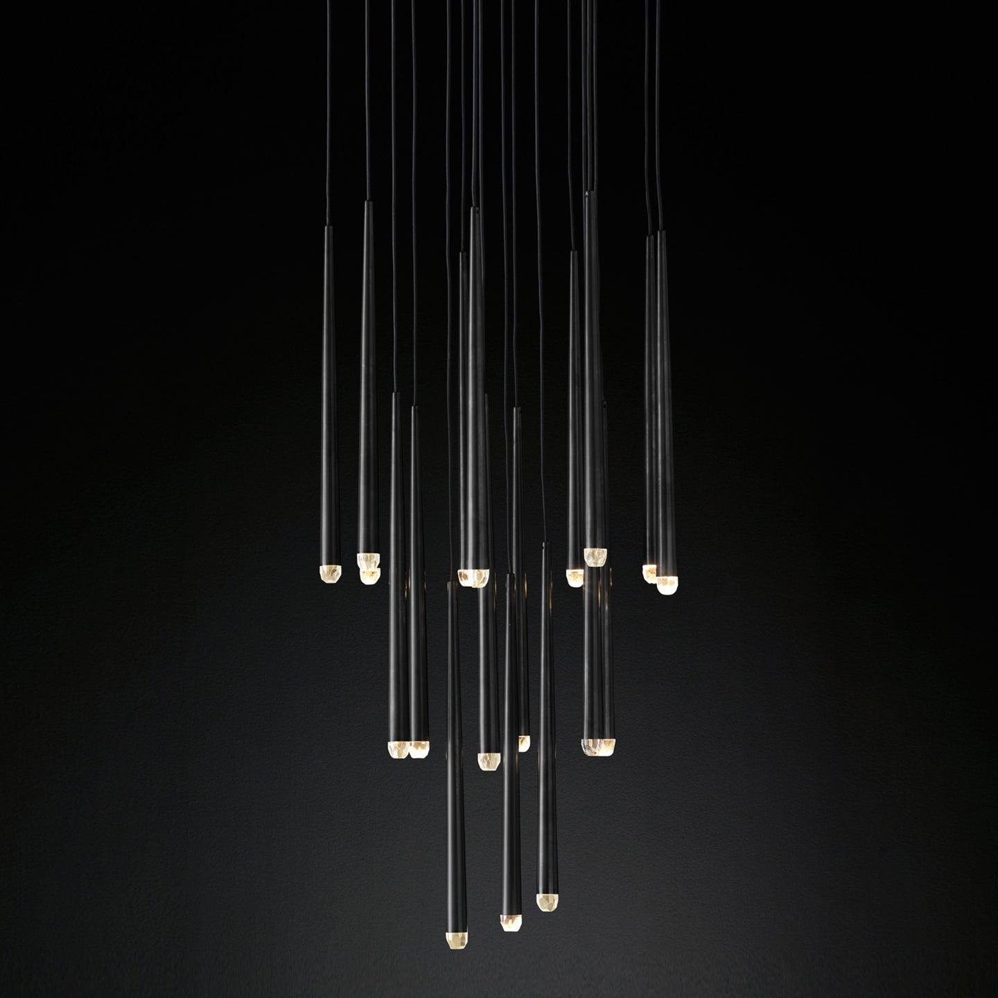 Chandelier Crystal Shade Brass Blackened Silver Luxe  Staircase