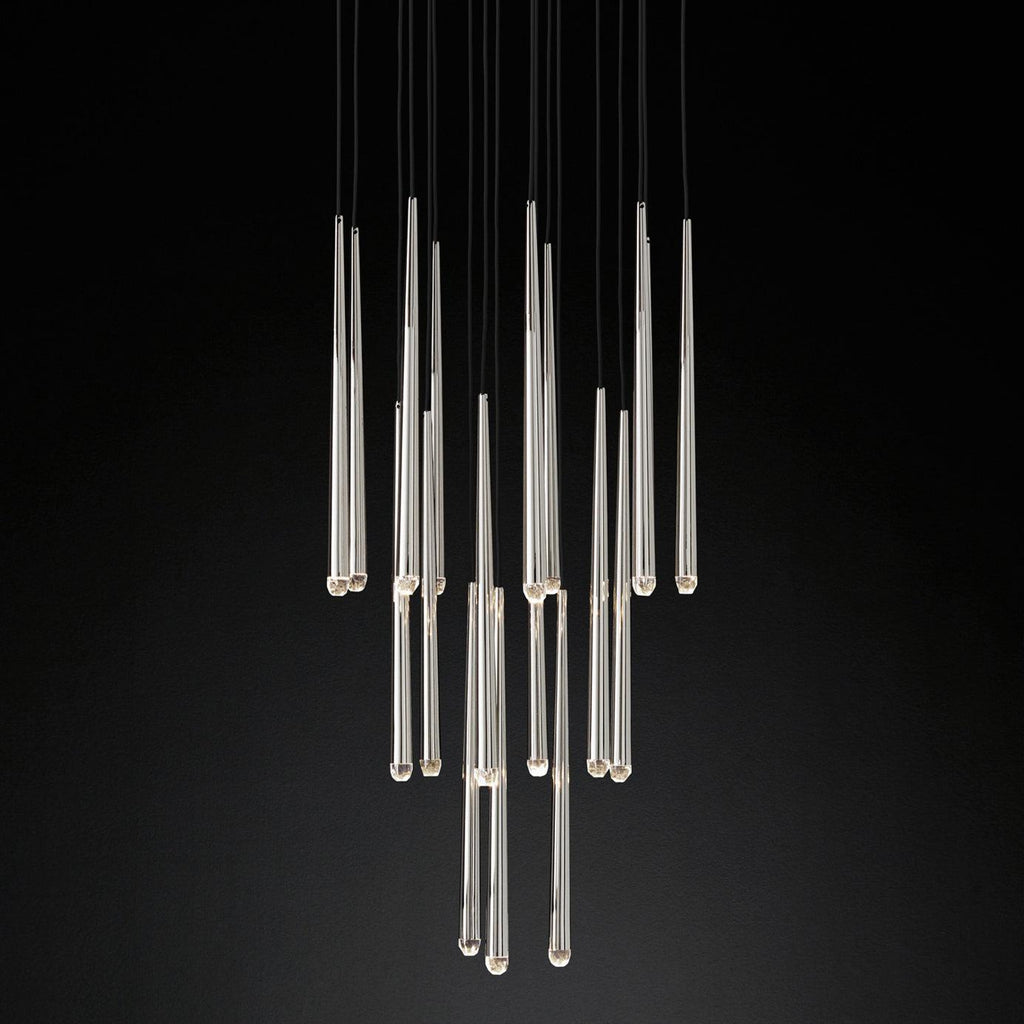 Chandelier Crystal Shade Brass Blackened Silver Luxe  Staircase
