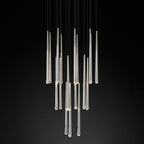 Chandelier Crystal Shade Brass Blackened Silver Luxe  Staircase