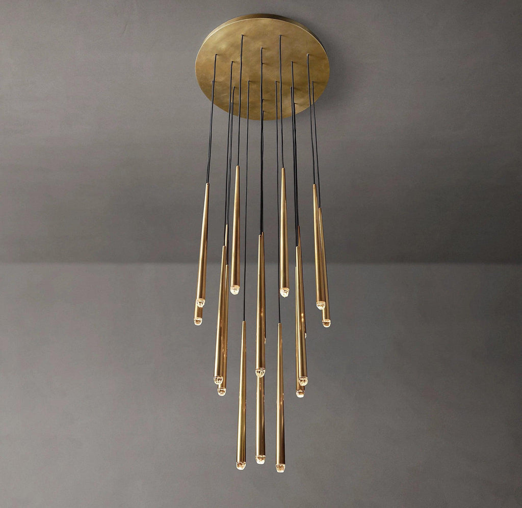 Chandelier Crystal Shade Brass Blackened Silver Luxe  Staircase