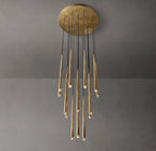 Chandelier Crystal Shade Brass Blackened Silver Luxe  Staircase