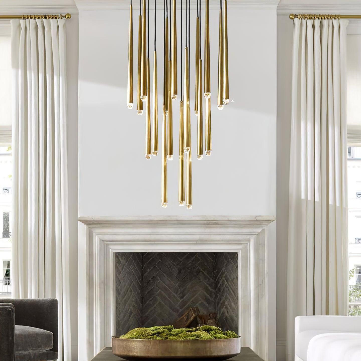 Chandelier Crystal Shade Brass Blackened Silver Luxe  Staircase